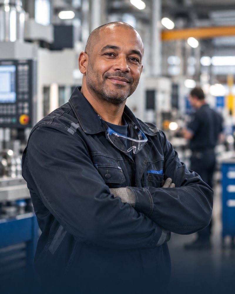 Mitarbeiter in einer Produktionshalle
